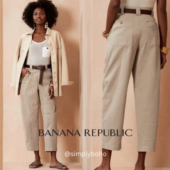 BANANA REPUBLIC THE BARREL PANT women's khaki beige pants - PLUS SIZE 16